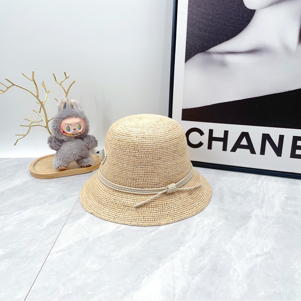 Prada Triangle Logo Straw Bucket Hat - Picture 6 of 8